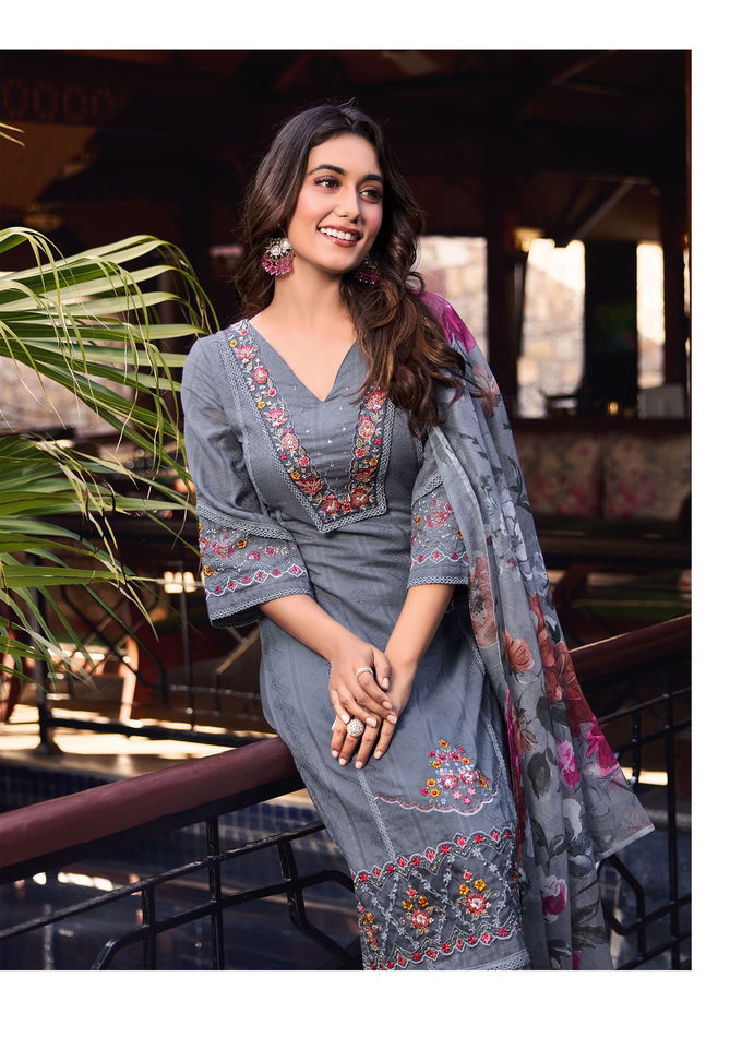 Summer Trends By Lady Leela Pure Cotton Embroidery Kurti With Bottom Dupatta Wholesale Price In Surat